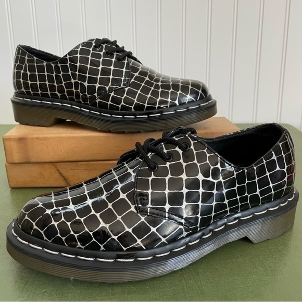 Dr Martens LTD EDT Geometric/Reptile Print in Black & Silver #10084